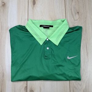 Nike Dri Fit Tiger Woods Golf Collection Polo Shirt Green Colorblock Size XL